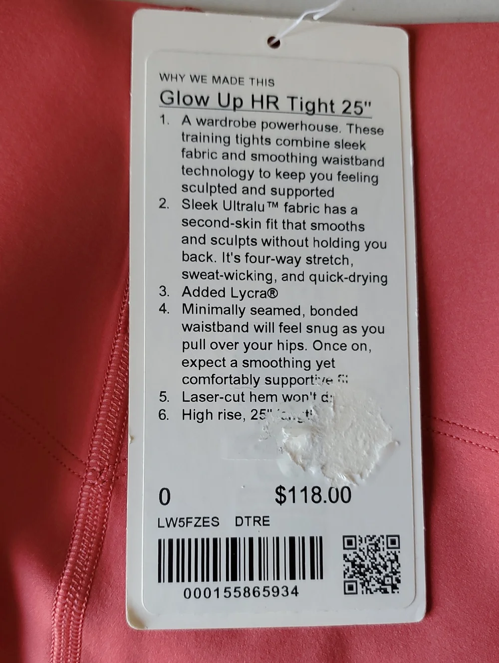 NWT Lululemon Glow UP 25IN High-Rise Leggings DESERT RED SZ 0 - Picture 3 of 3